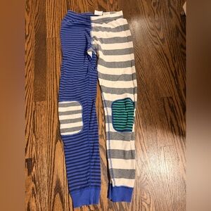 Hanna Andersson Blue & Gray Striped Kids Leggings with Knee Patches